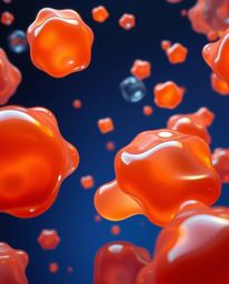 This high-resolution stock photo showcases dramatic, floating 3D blobs of fluid jelly rendered with vibrant colors and synthe