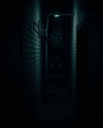 A chilling image depicting eyes watching from the shadowy depths of an alley at night. The dark tones and unsettling details 