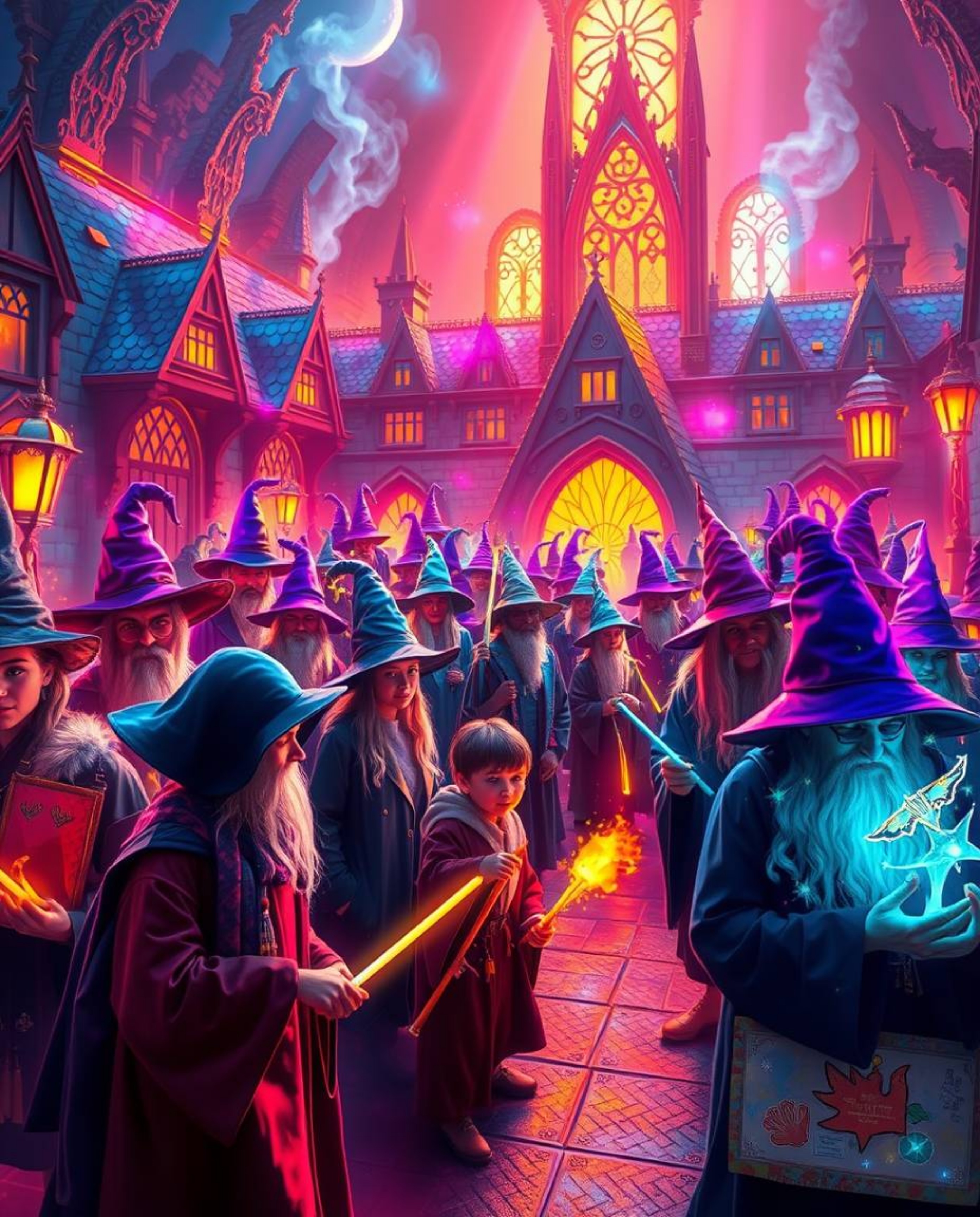 Experience the wonder of a magical school teeming with young wizards, brought to life with electrifying, vivid colors. This a