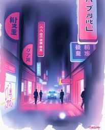 Explore the captivating fusion of delicate watercolor techniques and gritty cyberpunk aesthetics. This series features high c