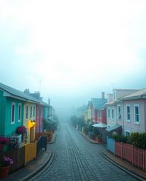 Immerse yourself in a dreamy atmosphere filled with bright, vibrant colors in a sleepy town adorned with pastel houses. This 
