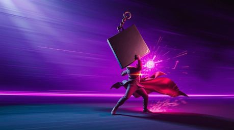 Experience the dynamic motion of an anvil about to crash down on a mischievous trickster character in this visually striking 