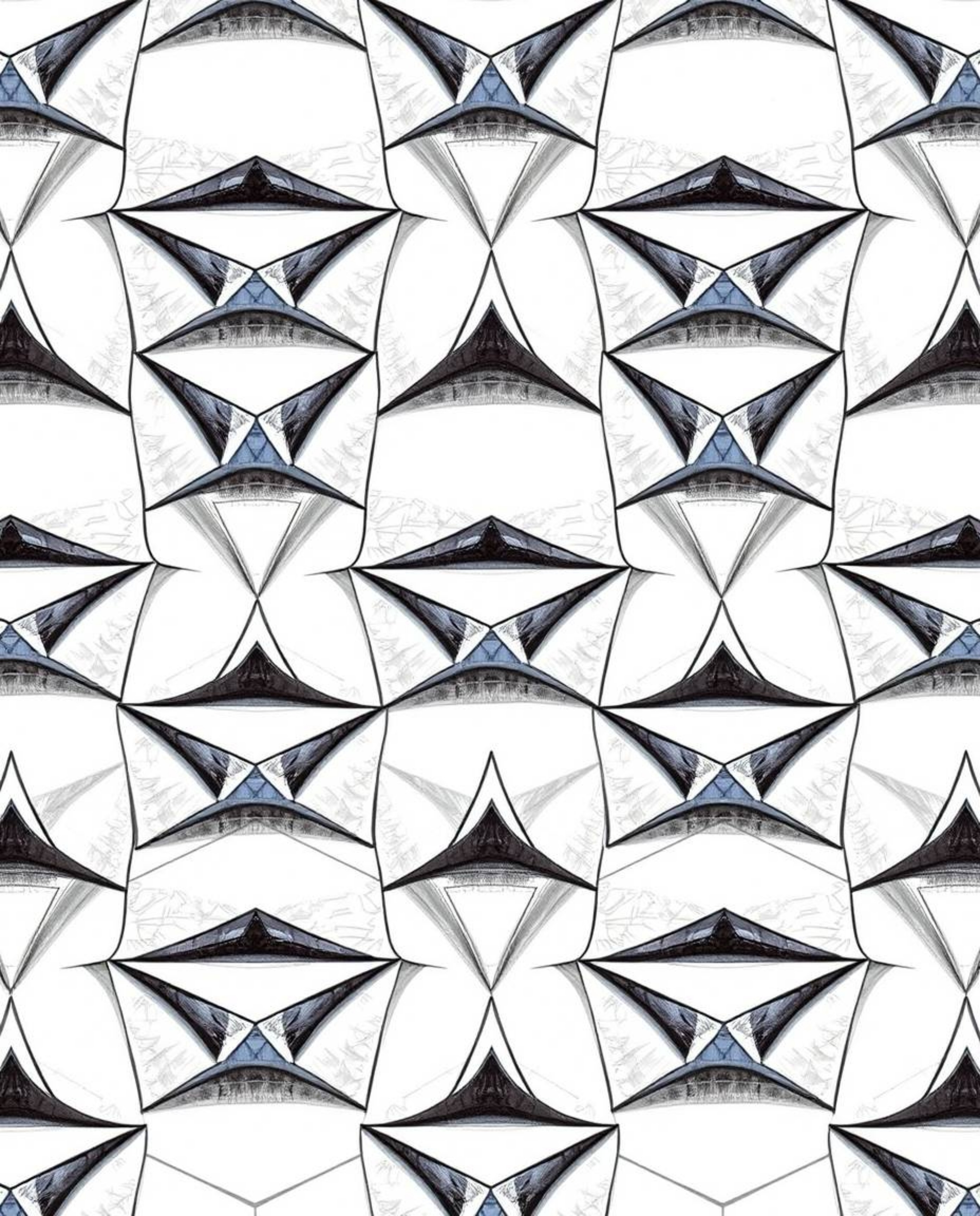Explore a captivating hand-drawn color sketchnote showcasing a seamless 3D geometric pattern reminiscent of folded paper.  Th