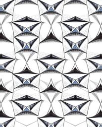 Explore a captivating hand-drawn color sketchnote showcasing a seamless 3D geometric pattern reminiscent of folded paper.  Th