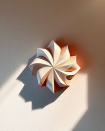 This artwork showcases a classic oil painting style with a modern twist.  A 3D geometric pattern, reminiscent of folded paper