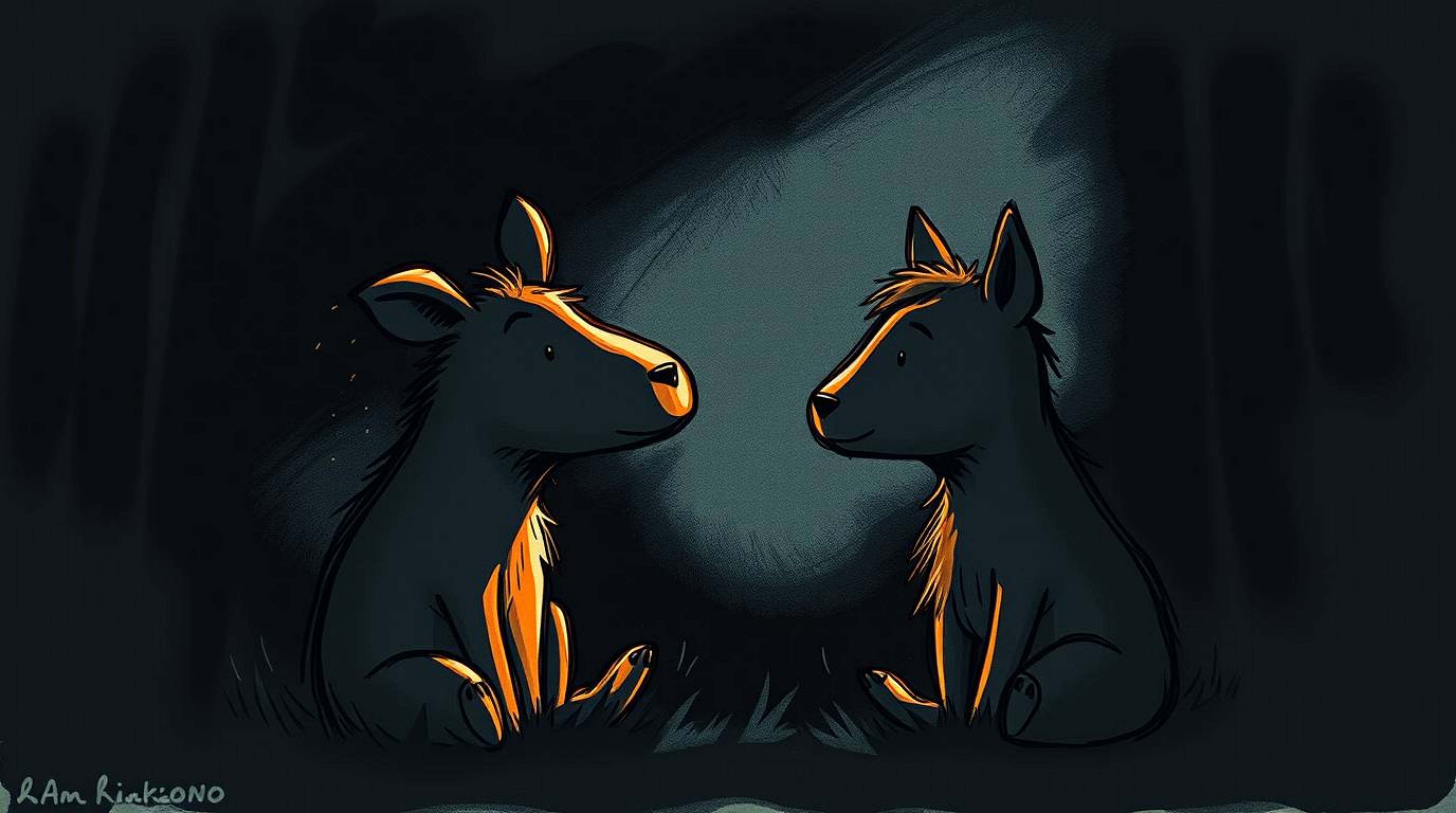 A captivating hand-drawn sketchnote illustration showcases two talking animals engaged in playful mischief. Rendered in high 