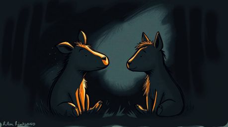 A captivating hand-drawn sketchnote illustration showcases two talking animals engaged in playful mischief. Rendered in high 