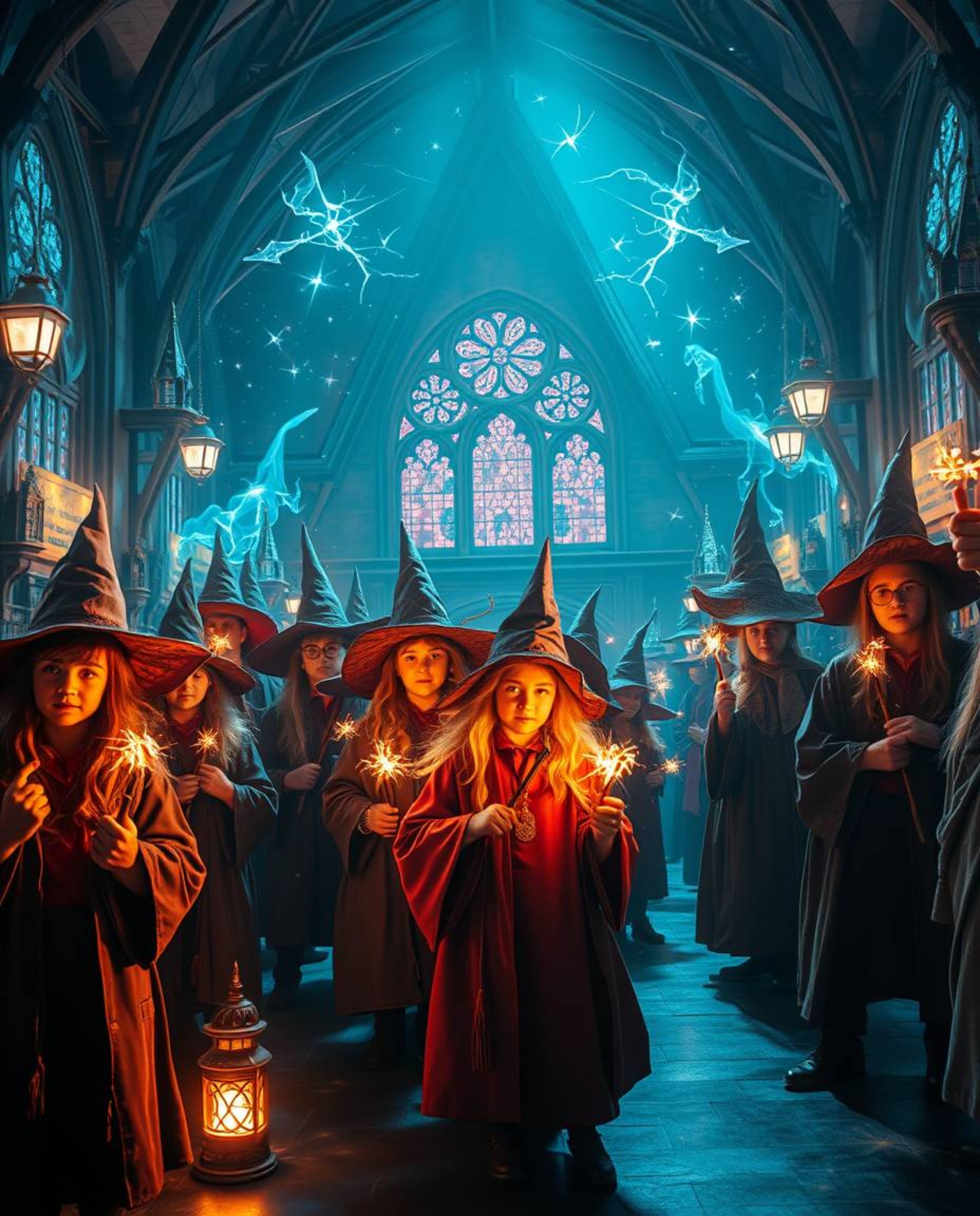 Discover a breathtakingly vibrant magical school brimming with young wizards. This modern, future-set epic scene is rendered 