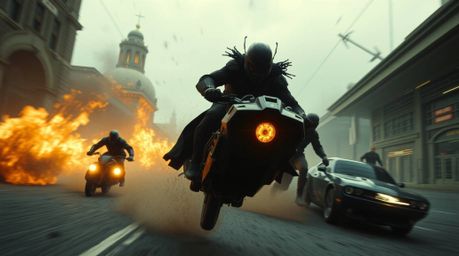 Experience a thrilling chase scene brought to life with exaggerated squash and stretch animation, rendered in a strong, moody
