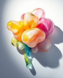 Explore the captivating world of delicate watercolor painting combined with vibrant 3D fluid jelly blobs. Synthetic textures 