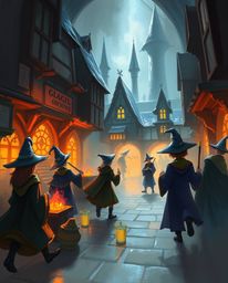 A dynamic digital sketch portrays a magical school brimming with young wizards.  Loose, painterly brushstrokes conjure a mist