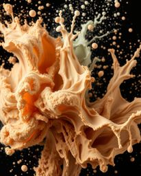 Explore the captivating contrast of graceful, elegant natural earth tones juxtaposed with dynamic, colorful splashes against 