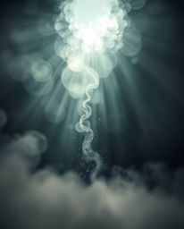 Explore a collection of ethereal spiritual images featuring dynamic splashes, mystical light auras, and volumetric lighting e