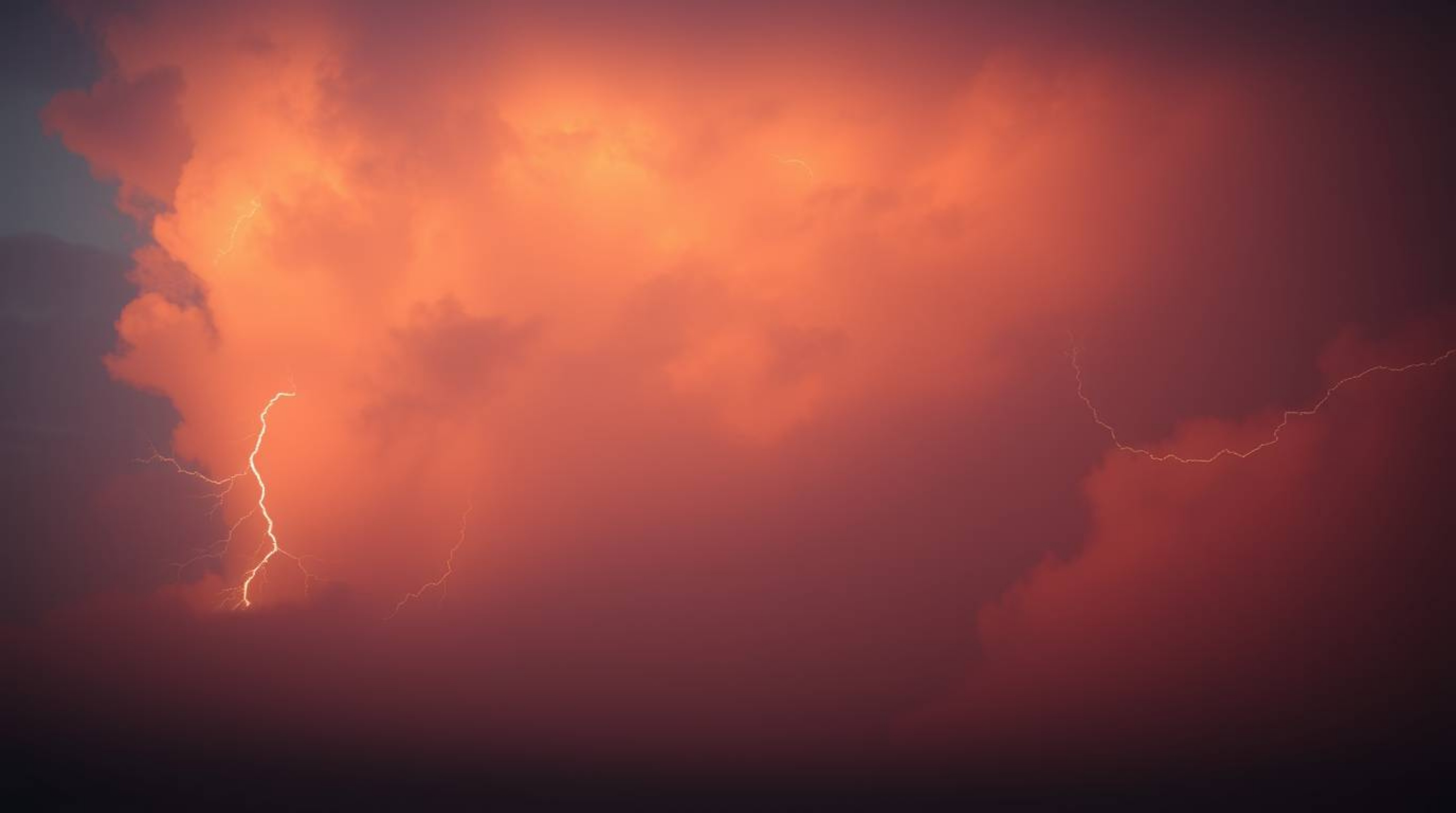 Experience a breathtaking cinematic scene of a thunderstorm at sunset.  Soft focus and a hazy background create a dreamy, eth