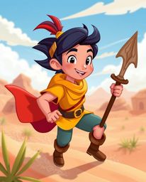 Embark on a captivating Disney-style desert adventure with a bright, vibrant hero. This elegant and graceful character, broug