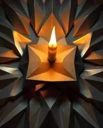 This stunning high-angle, monochrome 3D render captures a geometric pattern evocative of folded paper, brought to life by the