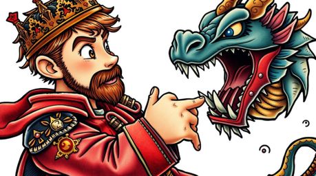 A captivating close-up reveals a vibrant traditional tattoo depicting a charming prince battling a dragon, rendered in a stun