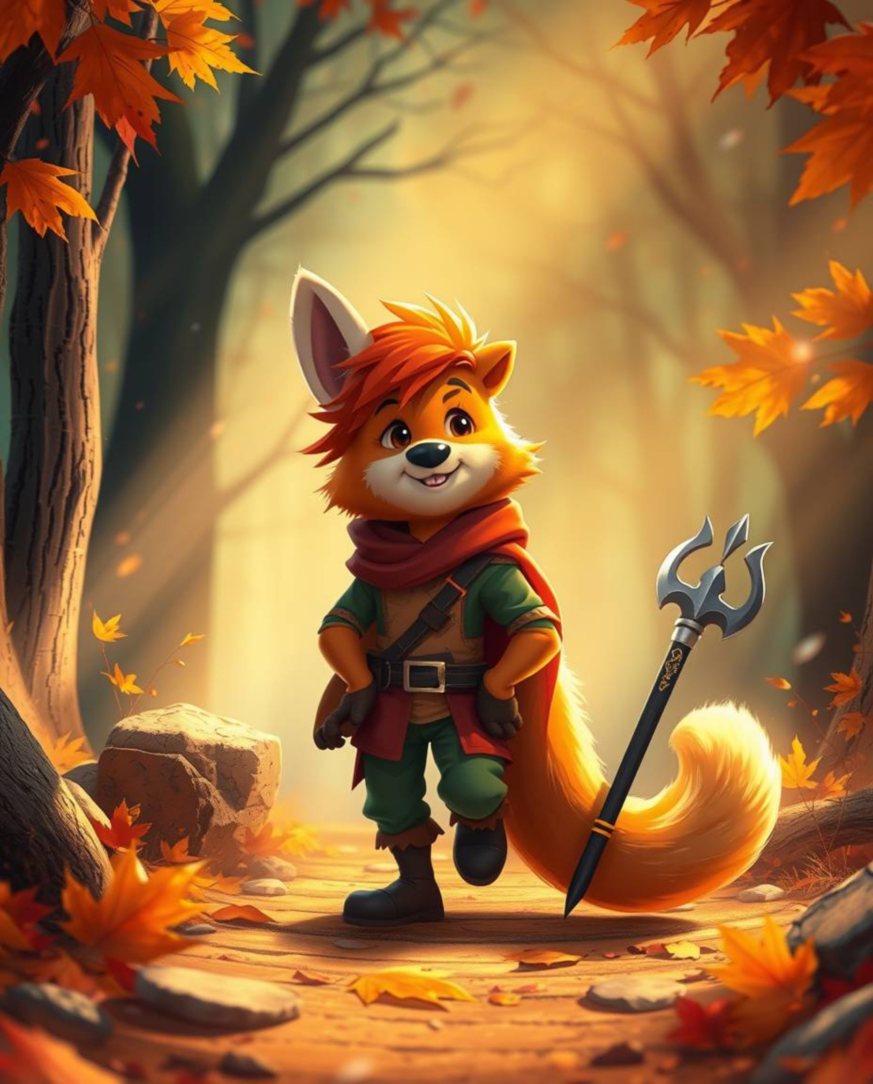 Embark on a captivating journey with a talking animal sidekick assisting a brave hero.  This vibrant scene is filled with war