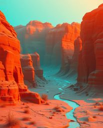 Immerse yourself in a captivating digital landscape where warm terracotta hues meet cool teal glitches, creating an earthy ye