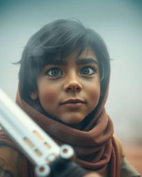 A captivating extreme macro photograph depicts a brave Disney-style hero embarking on a thrilling desert adventure. Shrouded