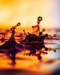 A captivating macro photograph showcasing vibrant ink splashes in water.  The long exposure technique reveals mesmerizing lig