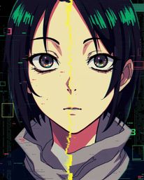 Explore a captivating collection of digital glitch art portraits, blending the Isekai anime style with corrupted data aesthet