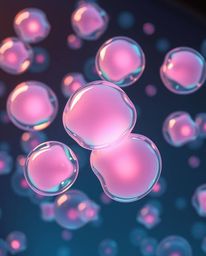 A mesmerizing 3D render featuring translucent, fluid organic blobs gracefully floating in the vastness of space. Bathed in th