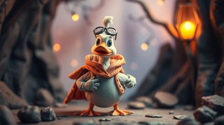 Immerse yourself in a world where whimsy meets heroism with this sculptural clay art piece. A duck, donned in a zany superher