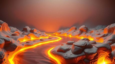 A stunning sculptural clay artwork depicting a river delta bathed in the warm, golden glow of twilight.  The piece features a