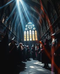 Immerse yourself in the enchanting world of a magical school brimming with young wizards.  This captivating scene, captured f