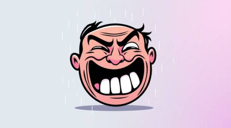 This logo design depicts a hilarious gross-out comedy moment featuring exaggerated expressions rendered in sharp geometric sh