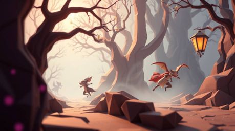 Experience a mesmerizing chase scene animation rendered in an intricate origami style, featuring exaggerated squash and stret