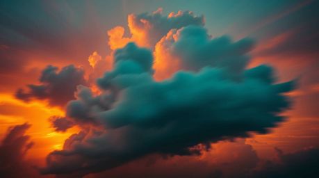 Experience the raw power and ethereal beauty of a dynamic motion image capturing thunderstorm clouds illuminated by the golde