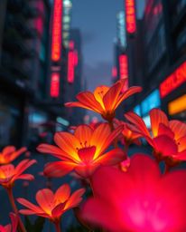 Discover breathtaking macro photography of bioluminescent flowers blooming in a surreal, post-apocalyptic cityscape.  Experie