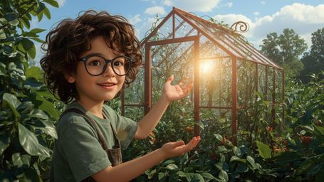 A highly detailed, high-resolution stock photo in a whimsical Pixar-inspired style, featuring a bright-eyed, bespectacled hom