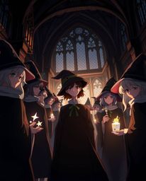 Discover stunning isekai anime artwork featuring a magical school brimming with young wizards.  The art style utilizes strong