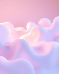 Immerse yourself in a dreamy atmosphere filled with 3D abstract liquid forms rendered in soft pastel colors. The gentle and s
