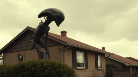 Experience the high tension of an alien's existence in a mundane suburban house.  The intense dramatic weather, reflected in 
