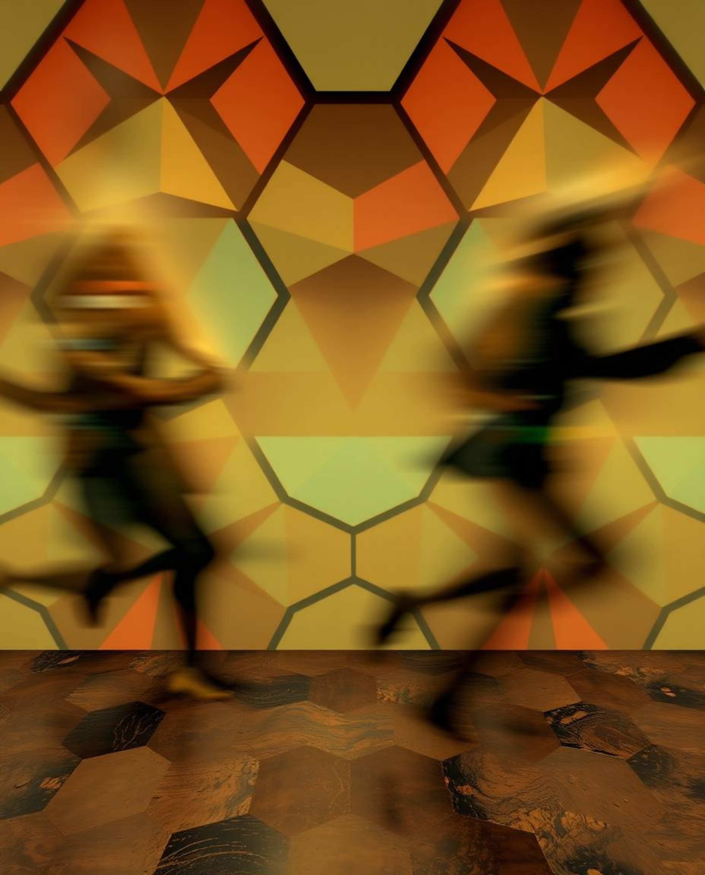 Explore the captivating dynamic motion study of a seamless geometric pattern featuring hexagons and triangles, rendered in a 