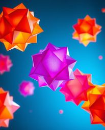 Experience a stunning cinematic visual featuring intricate origami-style floating 3D blobs crafted from vibrant, synthetic-te