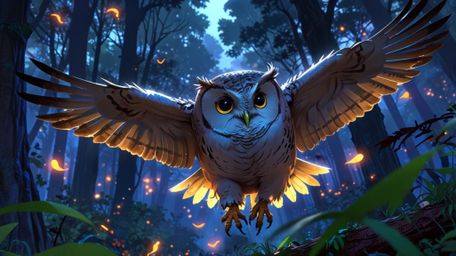 In a magical and serene scene, beautifully rendered in a blend of Pixar's emotional depth and anime's artistic flair, a wise 