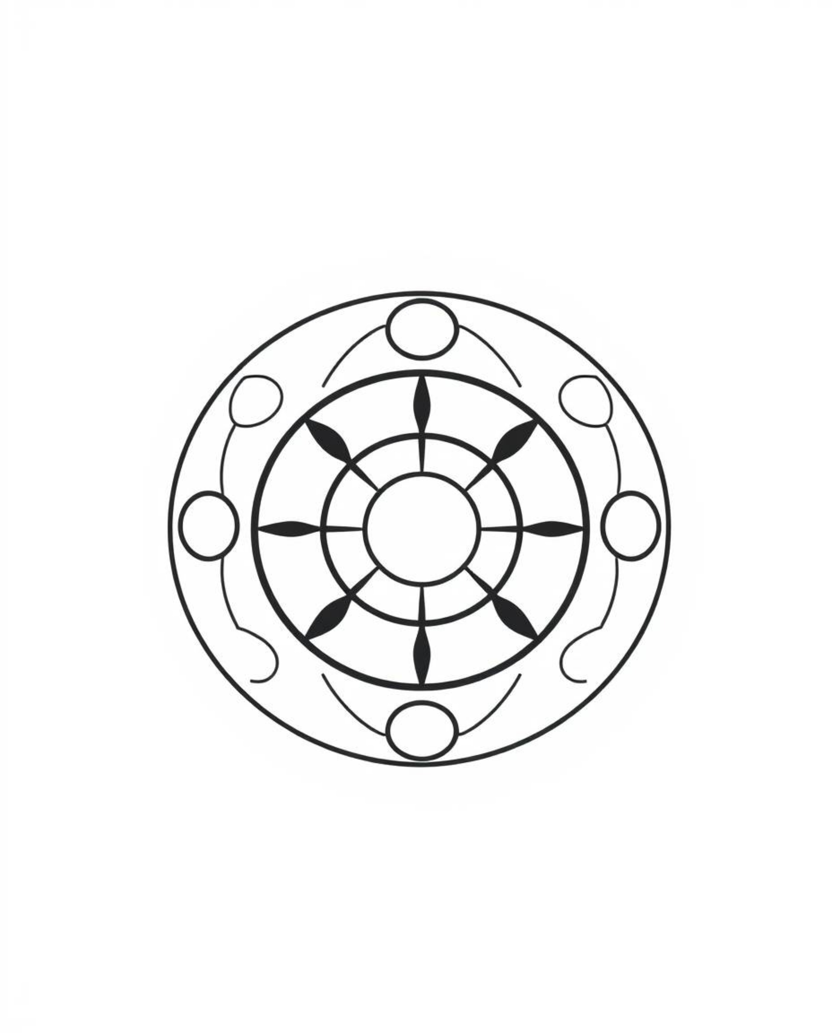 This collection showcases overhead, bird's eye view logos featuring minimalist geometric patterns of circles and lines, all i