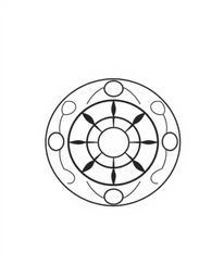 This collection showcases overhead, bird's eye view logos featuring minimalist geometric patterns of circles and lines, all i