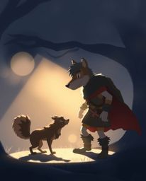 A gentle, soft light illuminates a heartwarming scene of a talking animal sidekick assisting a brave hero on their epic journ