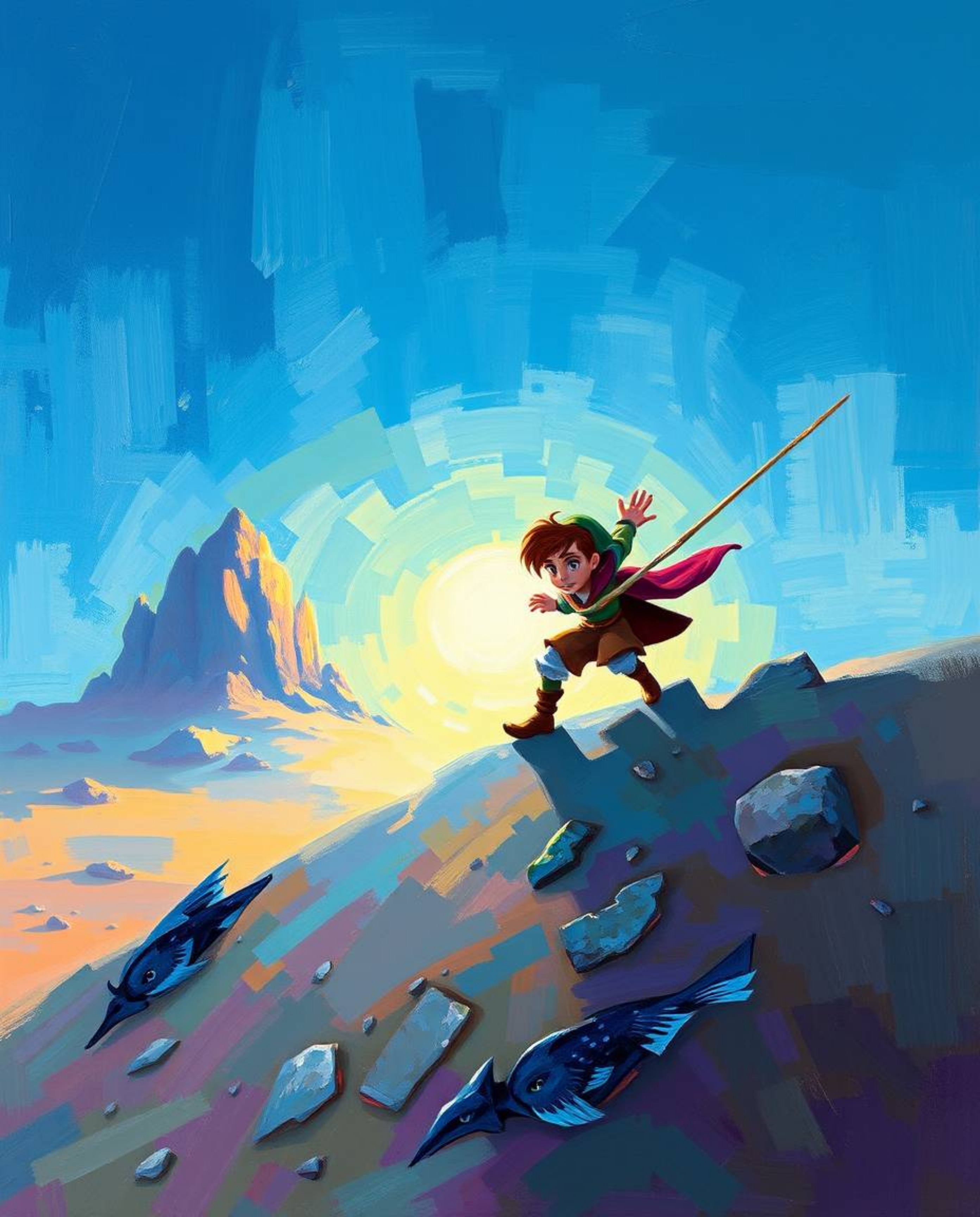 Explore the captivating world of classic oil painting with a modern twist. This piece features a brave, Disney-style hero emb