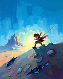 Explore the captivating world of classic oil painting with a modern twist. This piece features a brave, Disney-style hero emb