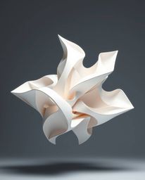 Experience the beauty of intricate origami-inspired designs combined with smooth, metallic 3D fluid shapes floating effortles