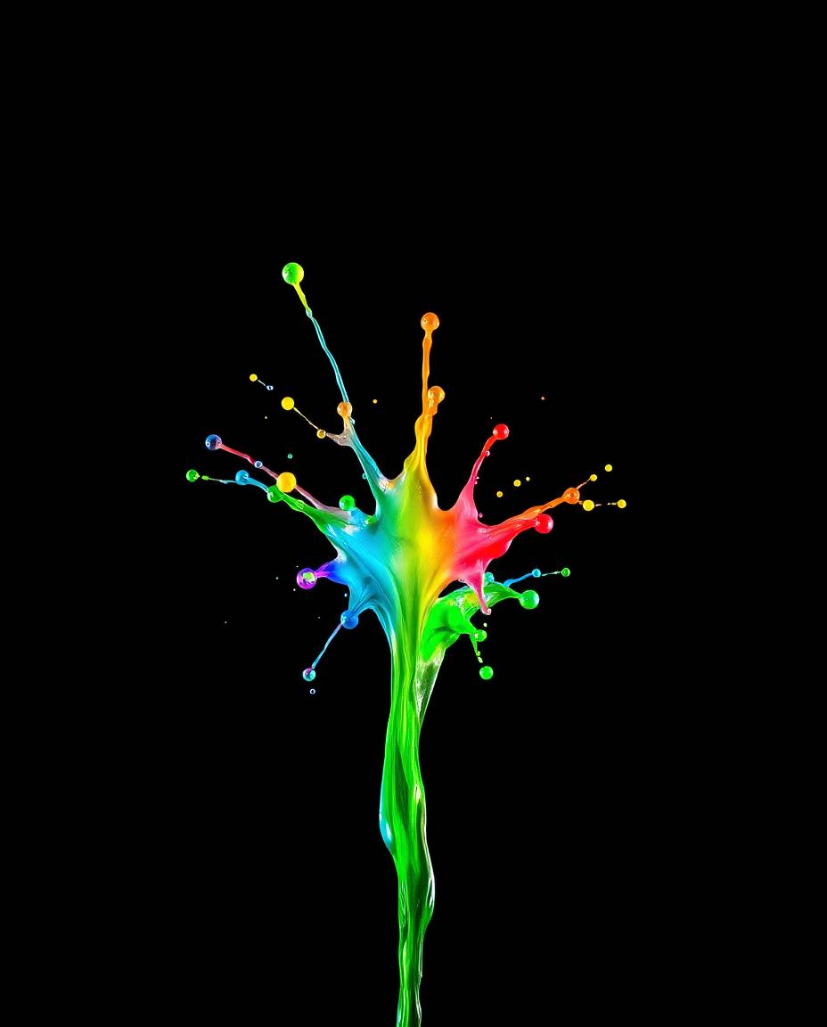 A stunning image of a vibrant paint splash suspended in time, achieved through high-speed photography. The composition showca