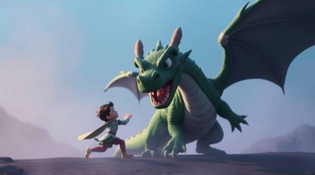 Immerse yourself in a captivating 1950s animation style featuring a charming prince locked in a thrilling battle with a drago