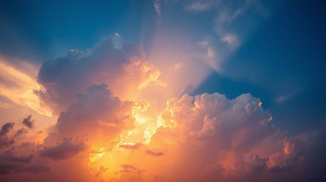 Capture the ethereal beauty of a thunderstorm at sunset with this stunning image.  Illuminated by the warm glow of the settin